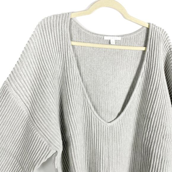 Lunya Cozy Cotton Silk Reversible Pullover Sweater Grey Heather Sz L Ribbed - Picture 5 of 10